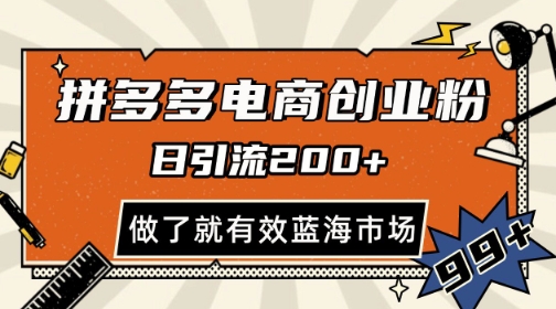 拼多多引流电商创业粉，日引200+，可矩阵放大，做了就有效【揭秘】-网赚联盟