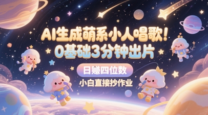 AI生成萌系小人唱歌，0基础3分钟出片，28个作品涨粉8.9W，单条最高19W赞，日入四位数，小白直接抄作业-网赚联盟