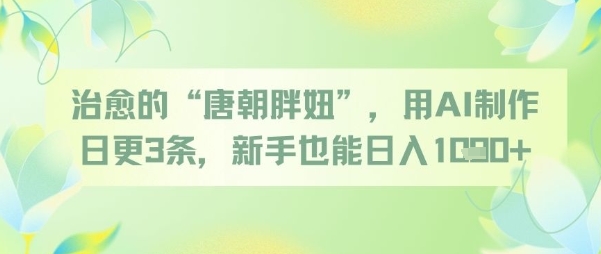 治愈的“唐朝胖妞”，用AI制作日更3条，新手也能日入多张-网赚联盟