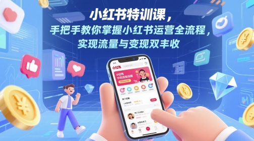 小红书特训课，手把手教你掌握小红书运营全流程，实现流量与变现双丰收-网赚联盟