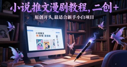 小说推文漫剧教程，二创+原创开头，最适合新手小白项目-网赚联盟
