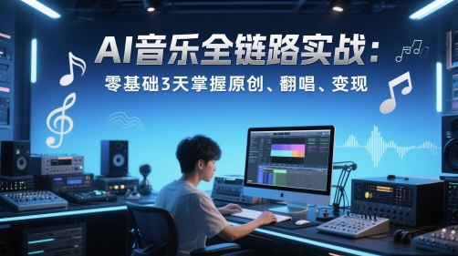 AI音乐全链路实战变现课：零基础3天掌握原创、翻唱、变现-网赚联盟