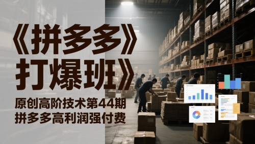 《拼多多打爆班》原创高阶技术第44期，拼多多高利润强付费-网赚联盟