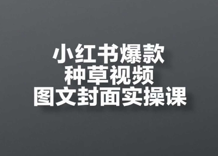 小红书爆款种草视频图文封面实操课，​开店、选品、引流、变现全流程-网赚联盟