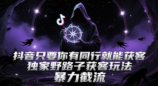 抖音只要你有同行就能获客，独家野路子获客玩法，暴力截流【揭秘】-网赚联盟