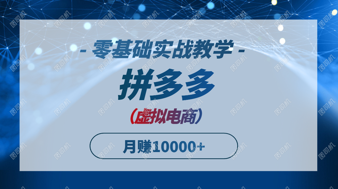 拼多多虚拟电商，零基础实战教学，快速打爆商品，新手也能月入10000+-网赚联盟