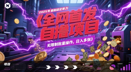 全网首发，2025年最新稳定暴力全自动自撸项目，无限制批量操作，日入多张【揭秘】-网赚联盟