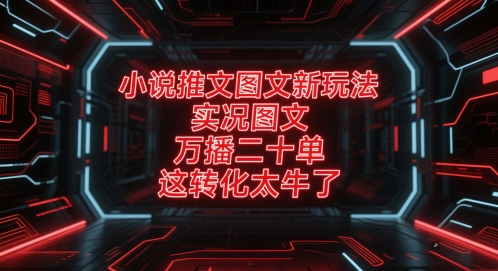 小说推文图文新玩法，实况图文，万播二十单，这转化太牛了！-网赚联盟