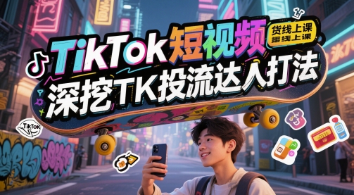 TikTok短视频带货线上课，深挖TK投流达人打法-网赚联盟