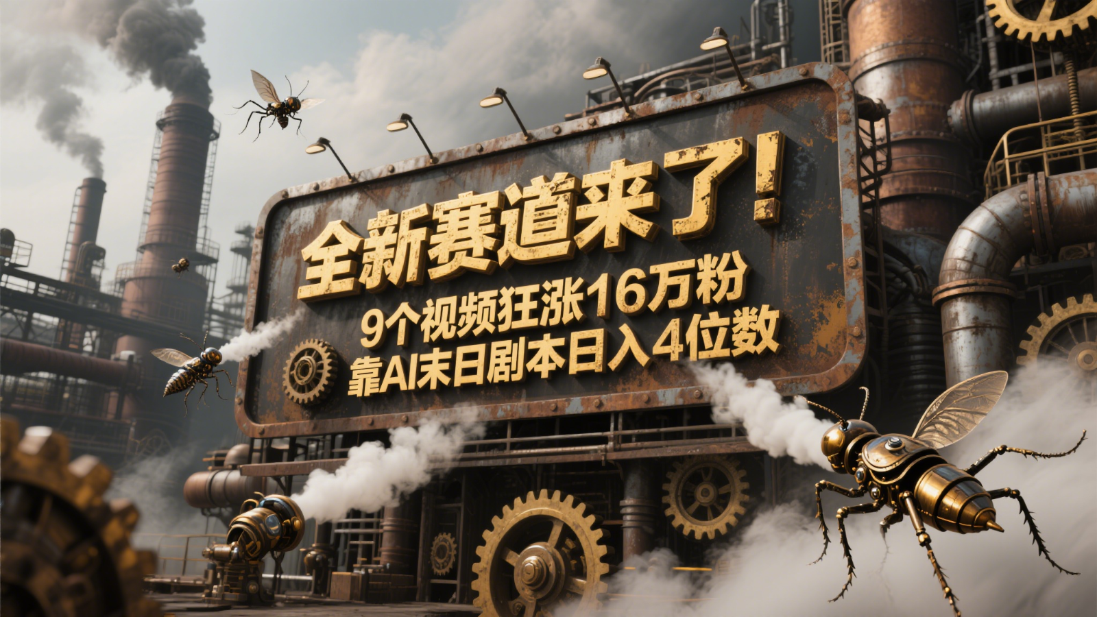 全新赛道来了！9个视频狂涨16万粉，靠AI末日剧本日入4位数，评论区爆肝追更！-网赚联盟