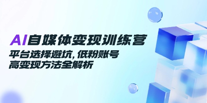 AI自媒体变现训练营，平台选择避坑，低粉账号高变现方法全解析-网赚联盟