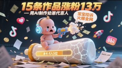 用AI制作幼崽代言人，宝宝的控诉火爆全网，15条作品涨粉13W，单号月入5位数实操教程-网赚联盟