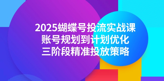 2025蝴蝶号投流实战课，账号规划到计划优化，三阶段精准投放策略-网赚联盟