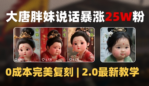 AI大唐胖贵妃说话2.0，40条视频暴涨40w粉，附独家变现攻略-网赚联盟