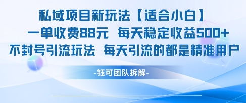 私域项目新玩法【适合小白】 一单收费88.每天稳定收益几张-网赚联盟