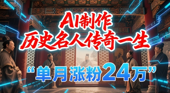 暴力起号！用AI制作历史名人传奇一生，单月涨粉24W，涨粉+变现赛道黑马来了-网赚联盟