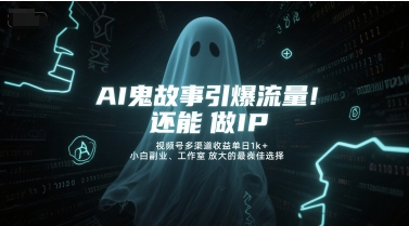 AI鬼故事引爆流量，还能做IP，视频号多渠道收益单日1k+，小白副业、工作室放大的最佳选择-网赚联盟