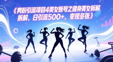 男粉引流项目4美女账号之健身美女拆解，日引流500+，变现多张-网赚联盟