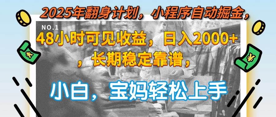 （15082期）2025年翻身计划，小程序自动掘金48小时可见收益，日入2000+，长期稳定…-网赚联盟