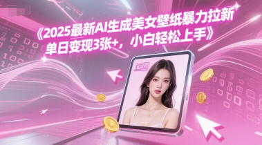 2025最新AI生成美女壁纸暴力拉新, 单日变现3张+，小白轻松上手-网赚联盟