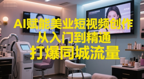 AI赋能美业短视频创作，从入门到精通，打爆同城流量，超级AI工具短视频实操落地-网赚联盟