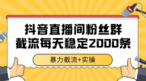抖音直播间粉丝群暴力截流，一台电脑每天稳定2000条数据【揭秘】-网赚联盟