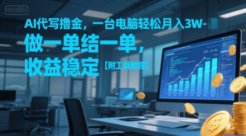 AI代写撸金，一台电脑轻松月入1-3W，做一单结一单，收益稳定【附工具教程】-网赚联盟