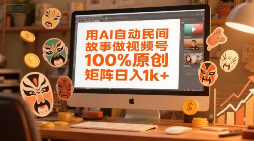 用AI自动民间故事做视频号，100%原创，矩阵日入1k+-网赚联盟