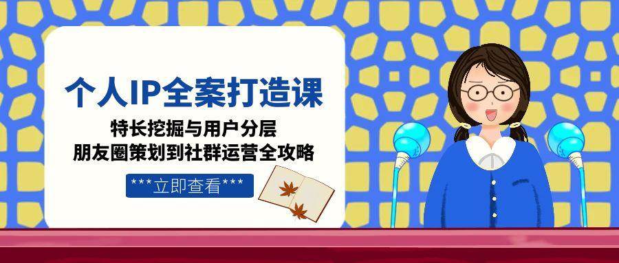 个人IP全案打造课，特长挖掘与用户分层，朋友圈策划到社群运营全攻略-网赚联盟