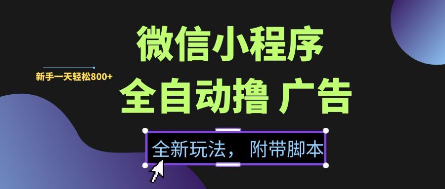 （15134期）微信小程序挂机撸广告，全新玩法，新手一天轻松800+【附带脚本】-网赚联盟