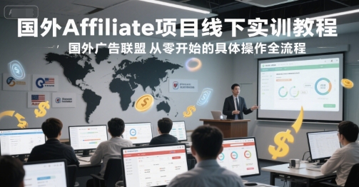 国外Affiliate项目线下实训教程，国外广告联盟从零开始的具体操作全流程-网赚联盟