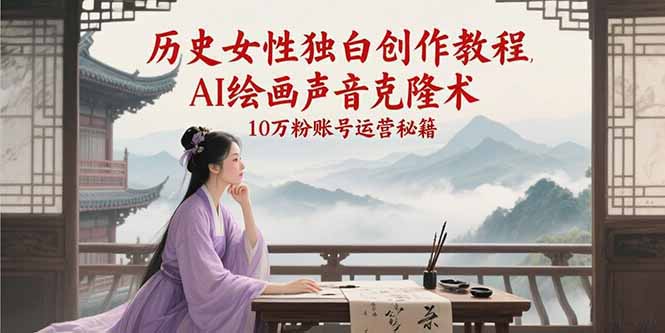 （15186期）历史女性独白创作教程，AI绘画声音克隆术，10万粉账号运营秘籍-网赚联盟