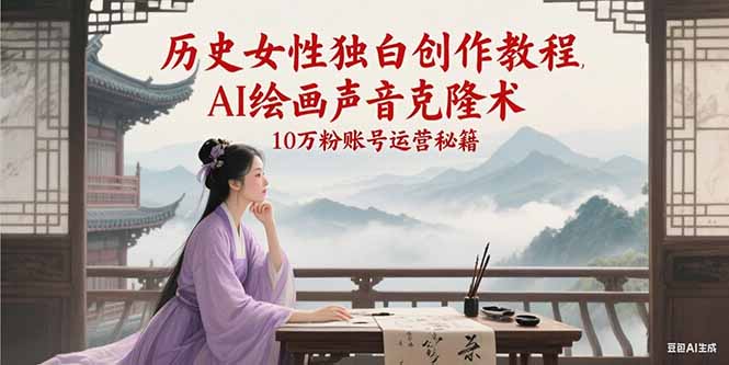 历史女性独白创作教程，AI绘画声音克隆术，10万粉账号运营秘籍-网赚联盟