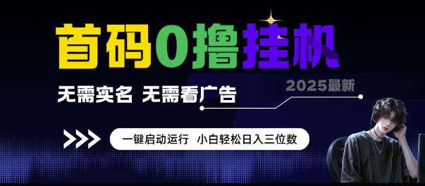 首码0撸挂G项目，无需实名无需看广告 一键启动运行，小白轻松日入三位数【揭秘】-网赚联盟
