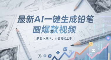 最新AI一键生成铅笔画爆款视频，多平台分发，日 入1k+，小白轻松上手【揭秘】-网赚联盟