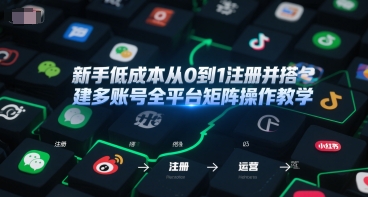 新手低成本从0到1注册并搭建多账号全平台矩阵操作教学，手机号-邮箱-IP-工具-网赚联盟