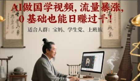 AI做国学视频，流量暴涨 ，0 基础也能日入多张-网赚联盟