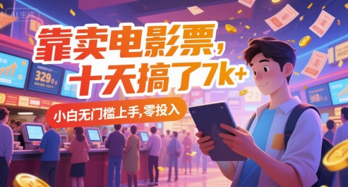 靠卖电影票，十天搞了7k+，小白无门槛上手，零投入【揭秘】-网赚联盟