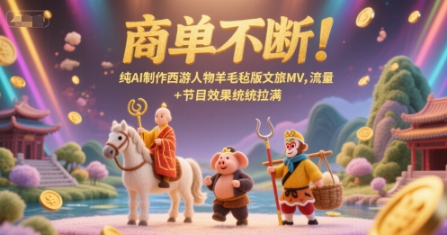 商单不断！纯AI制作西游人物羊毛毡版文旅MV，流量+节目效果统统拉满-网赚联盟