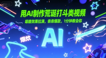 用AI制作荒诞打斗类视频，吸睛效果拉满，条条爆款，1分钟教会你-网赚联盟