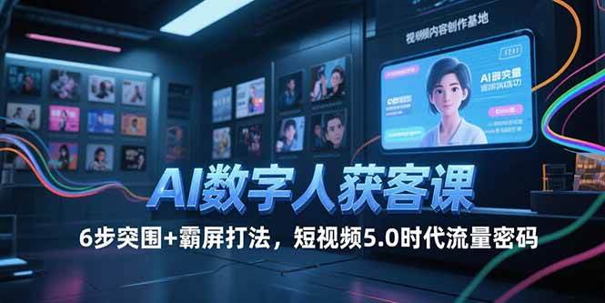 （15247期）AI数字人获客课，6步突围+霸屏打法，短视频5.0时代流量密码-网赚联盟