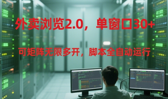 外卖浏览2.0，单窗口30+可矩阵无限多开，脚本全自动运行【揭秘】-网赚联盟
