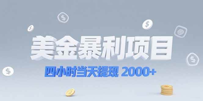 （15251期）美金暴利项目，四小时当天提现 2000+机会留给会选赛道的人-网赚联盟