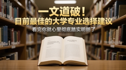 付费文章：一文道破！目前最佳的大学专业选择建议，看完你就心里彻底踏实明朗了-网赚联盟