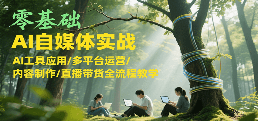 零基础AI自媒体实战，AI工具应用/多平台运营/内容制作/直播带货全流程教学-网赚联盟