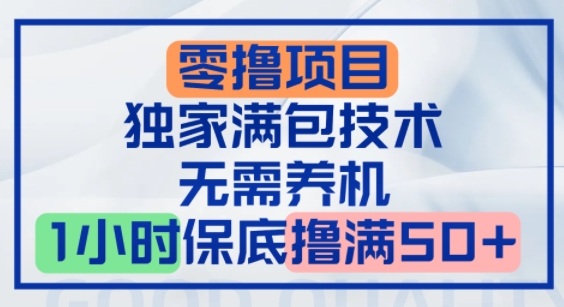 零撸顶配玩法，独家满包技术，无需养机，1小时保底撸满50+-网赚联盟