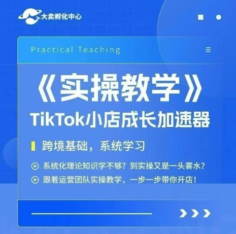 大卖家孵化中心TikTok实操课，TikTok小店成长加速器，跨境基础系统学习，一步一步带你开店-网赚联盟