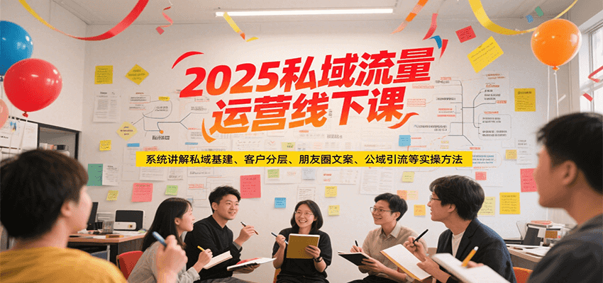 2025私域流量运营线下课，系统讲解私域基建/客户分层/朋友圈文案/公域引流等实操方法-网赚联盟