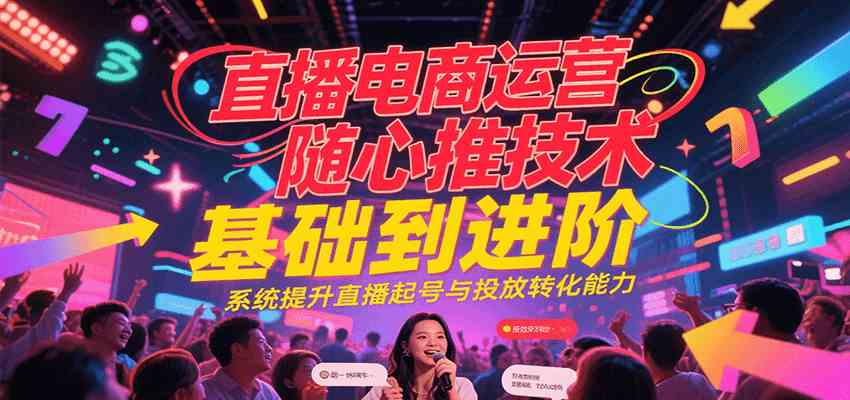 直播电商运营随心推投放技术基础到进阶，系统提升直播起号与投放转化能力-网赚联盟