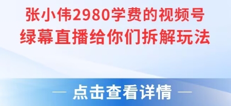 张小伟2980付费额视频号绿幕直播给你们拆解玩法-网赚联盟